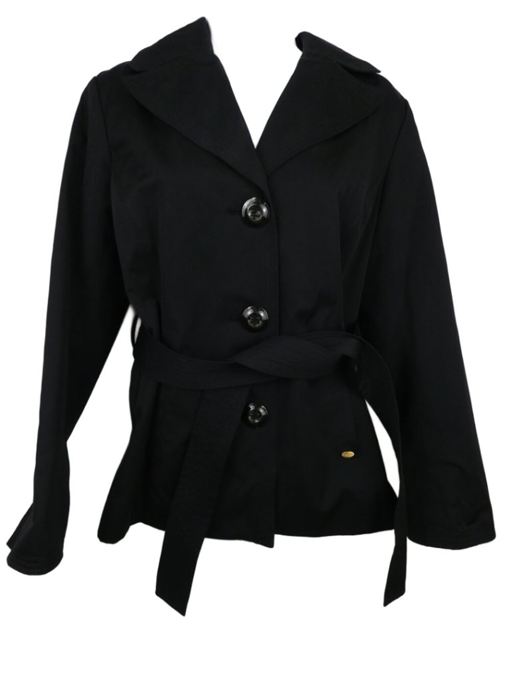 Ellen Tracy Rain Coat Womens PS Black Trench Jacket with Removable Hood